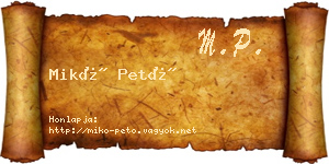 Mikó Pető névjegykártya